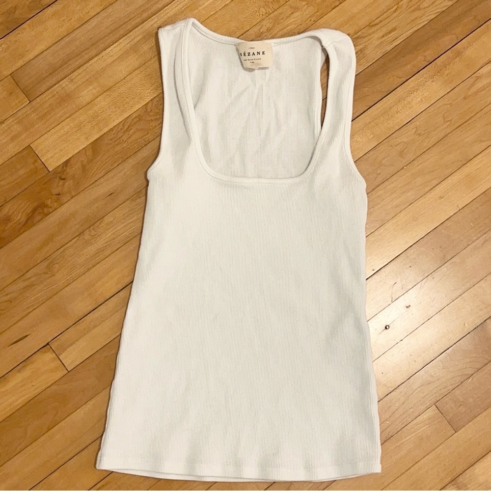Sezane White Juan Ecru Tank Top